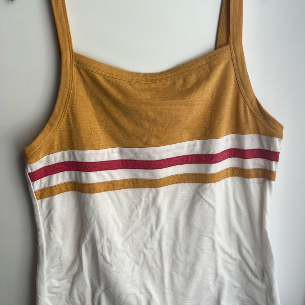 Chic Mustard and White Striped Tank Top